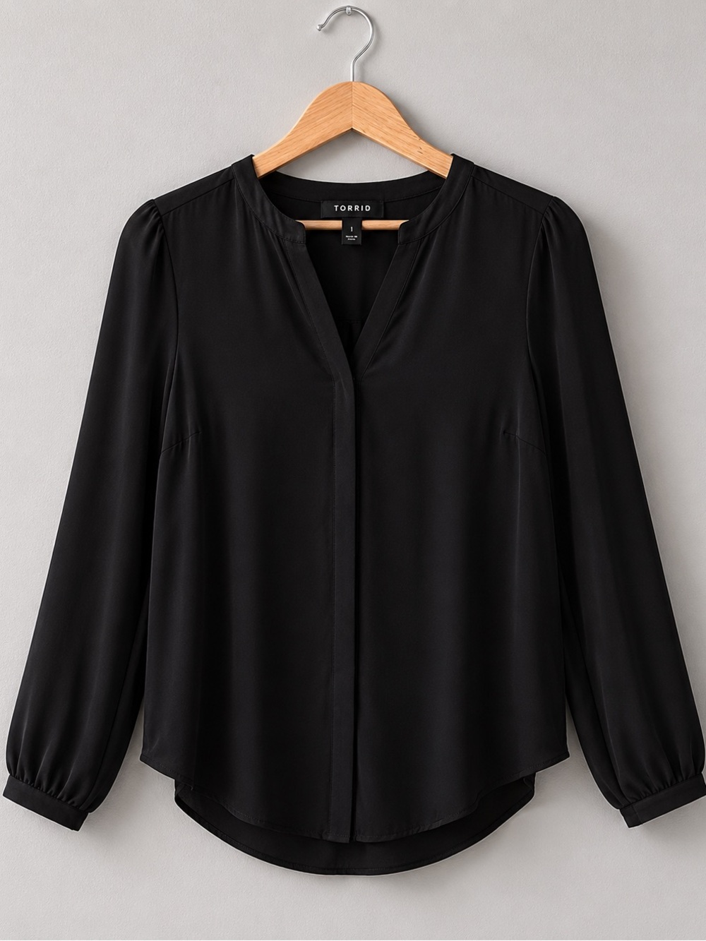 Torrid Classic Black Hidden Button Up Blouse – Soft Drape Office to Evening Top